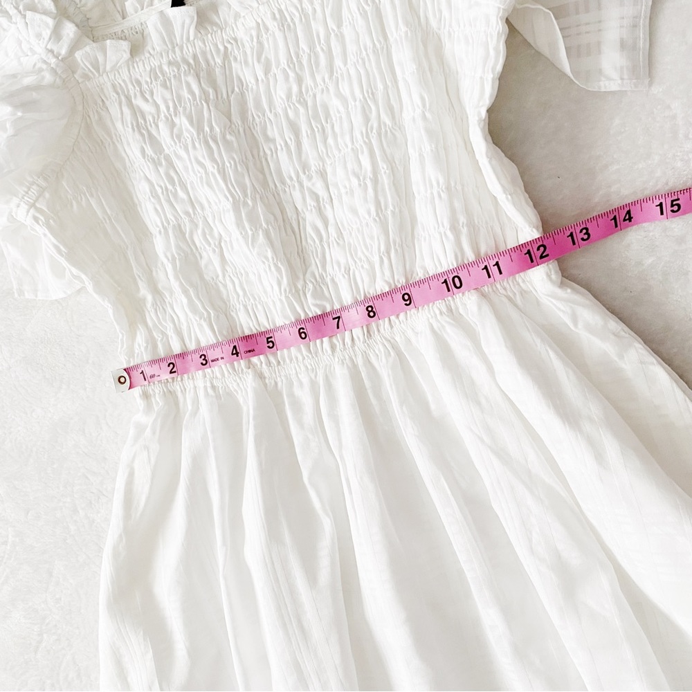 Banana Republic White Smocked Chest Fit & Flare Dress with Ruffle Sleeves - Picture 7 of 12
